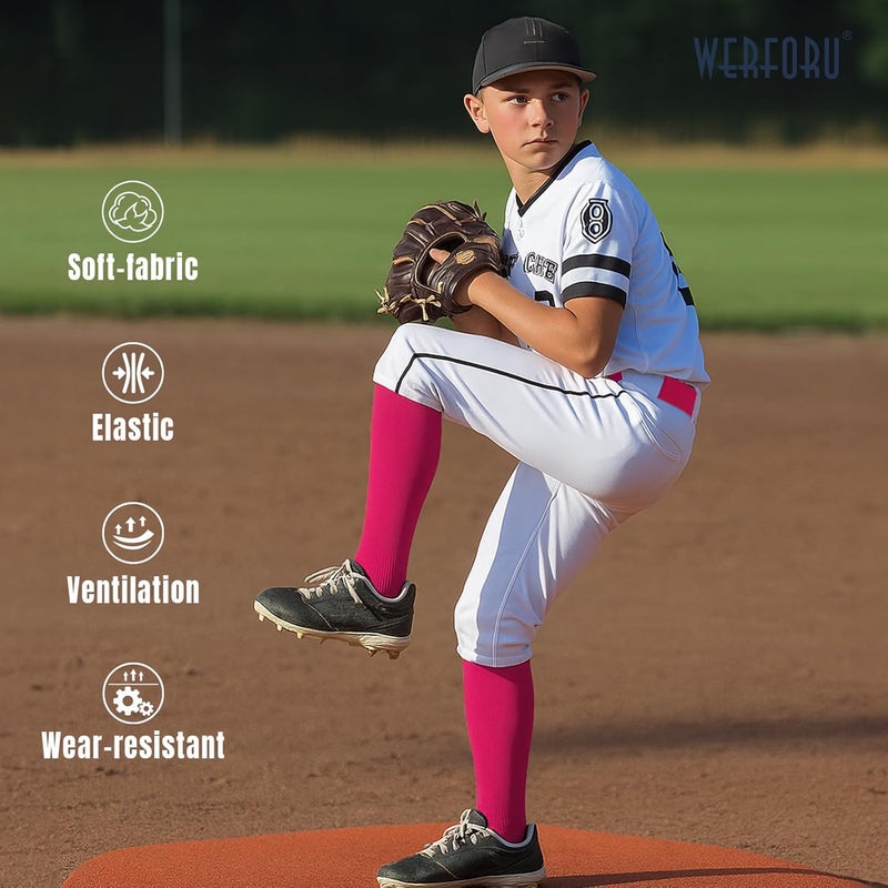 Werforu Baseball Socks and Non-Metal Nickel-Free Belt-Adjustable Belt with Non-allergic Plastic Buckle Softball Socks for kid - Image 5
